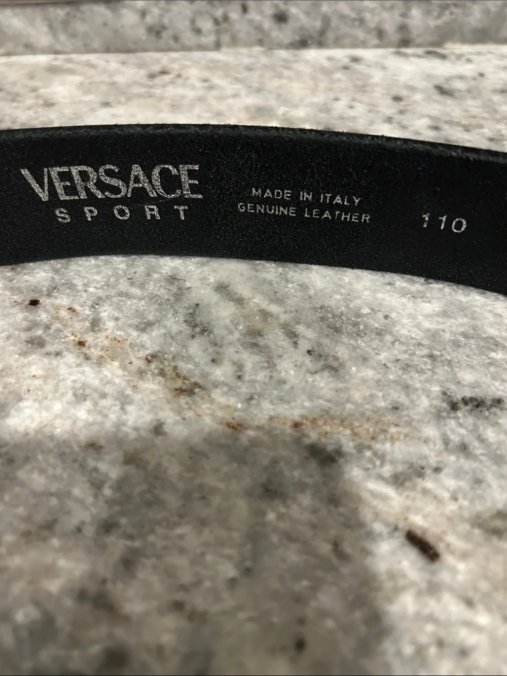 Versace Black Leather Belt with Silver Buckle